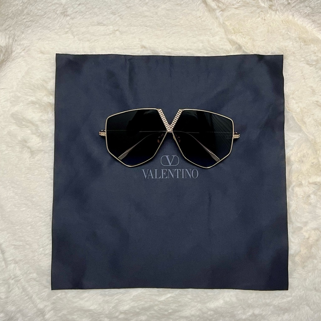 Valentino V - Hexagon Oversized Titanium Aviator Sunglasses